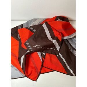 Leonardi VTG signed brown orange geometrical patterned scarf hand rolled edges #